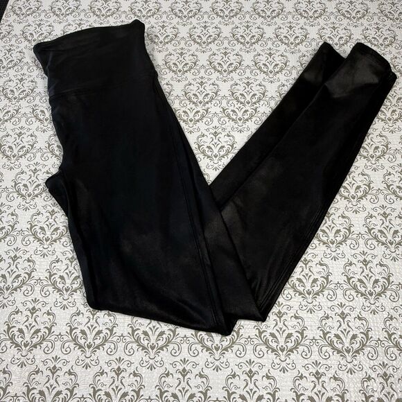 Spanx Leggings Faux Vegan Leather Pants Black High‎ Waist Small - Picture 1 of 8